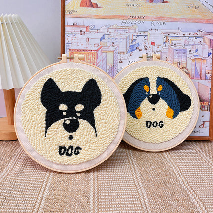 Kit de démarrage de broderie au point de poinçon avec motif de chien