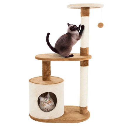 3-Tier Indoor Cat Tree with Condo, Scratching Posts & Perches - Wnkrs