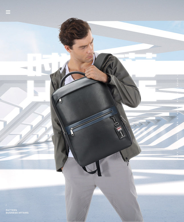 Sac à dos d'ordinateur en cuir de grande capacité multifonctionnel