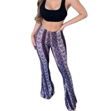 Floral Print High-Waist Flared Pants for Women - Wnkrs