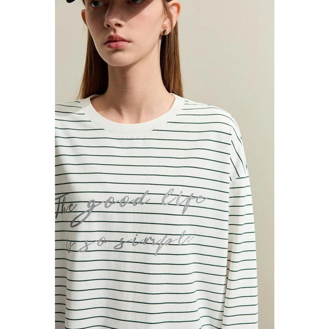 Camiseta informal de algodón a rayas
