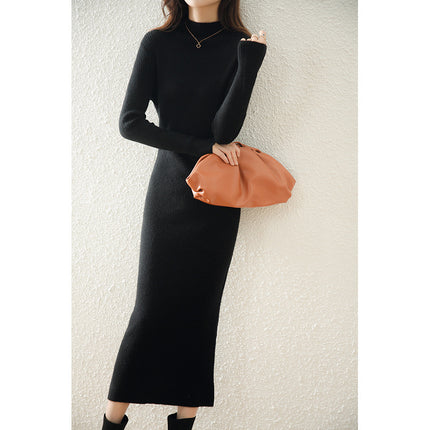 Cashmere Dress Slim-fit Sheath Long Knitted Wool Dress