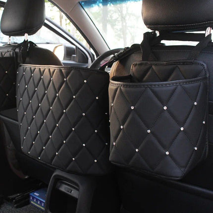 Luxury Crystal Rhinestone Car Seat Organizer with Multi-Pockets - Wnkrs