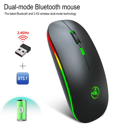 Souris de jeu silencieuse sans fil à double mode avec rétroéclairage RVB