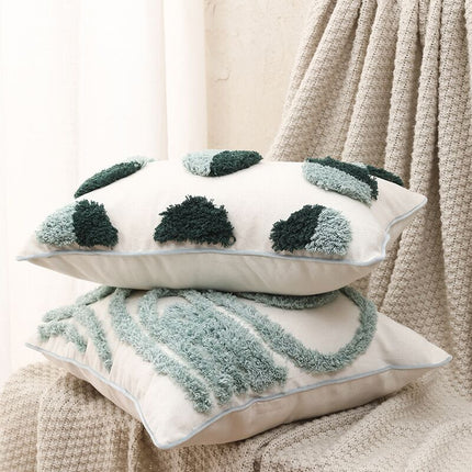 Nordic Moroccan Ins Wind Tufted Pillow Living Room Sofa Tassel Cushion Model Room Pure Cotton Pillowcase Green - Wnkrs