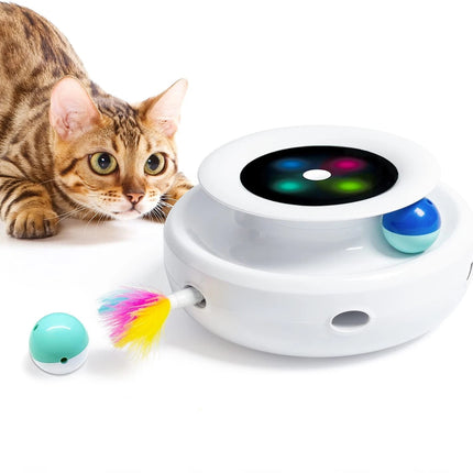 Interactive Cat Toy with Dual Play Modes, Auto On/Off Timer & Replaceable Feather Attachments