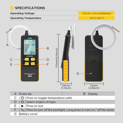 Advanced Engine Oil Quality and Temperature Tester for Gasoline and Diesel Cars - Wnkrs