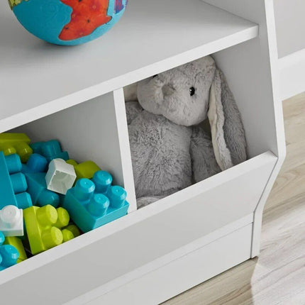 Kid-Friendly White Storage Bookcase with Bins - Wnkrs