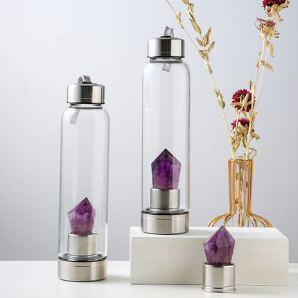 Natural Crystal Column Energy Glass Water Bottle - Wnkrs