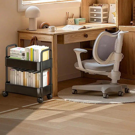 Compact 2-Tier Mobile Bookshelf Cart with Wheels - Wnkrs