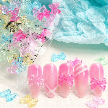 Charms pour ongles en forme de nœud rose bonbon