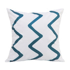 White with blue zigzag