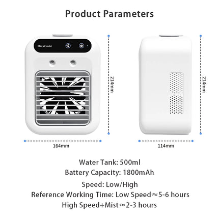 Miniventilador portátil de refrigeración por aire con USB y humidificador recargable