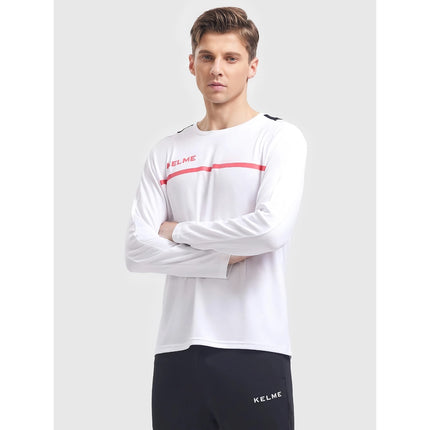 Camiseta de entrenamiento de fútbol de manga larga para hombre: camiseta deportiva transpirable para correr