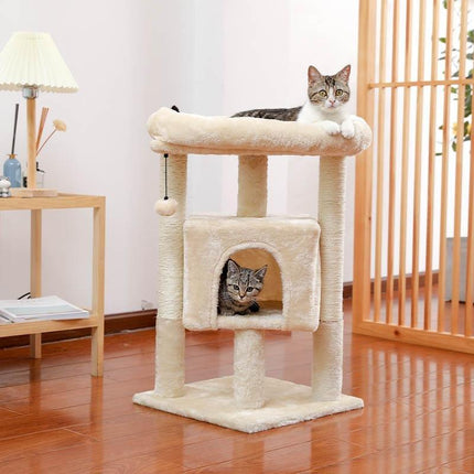 Torre de árbol para gatos grande con percha, hamaca y poste rascador