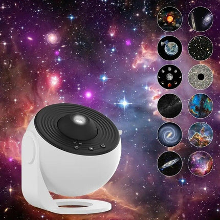 Projecteur de lumière étoilée Galactic Explorer - Lampe de planétarium rotative à 360° pour enfants et décoration intérieure