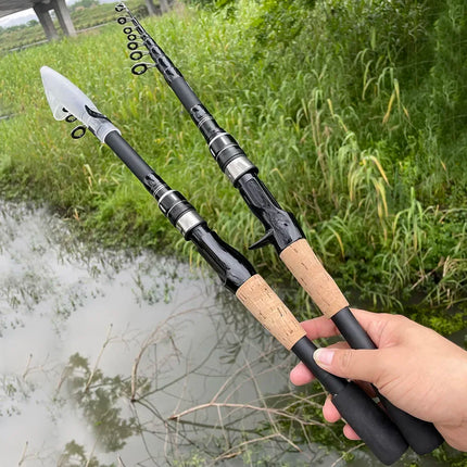 Ensemble canne à pêche télescopique et moulinet