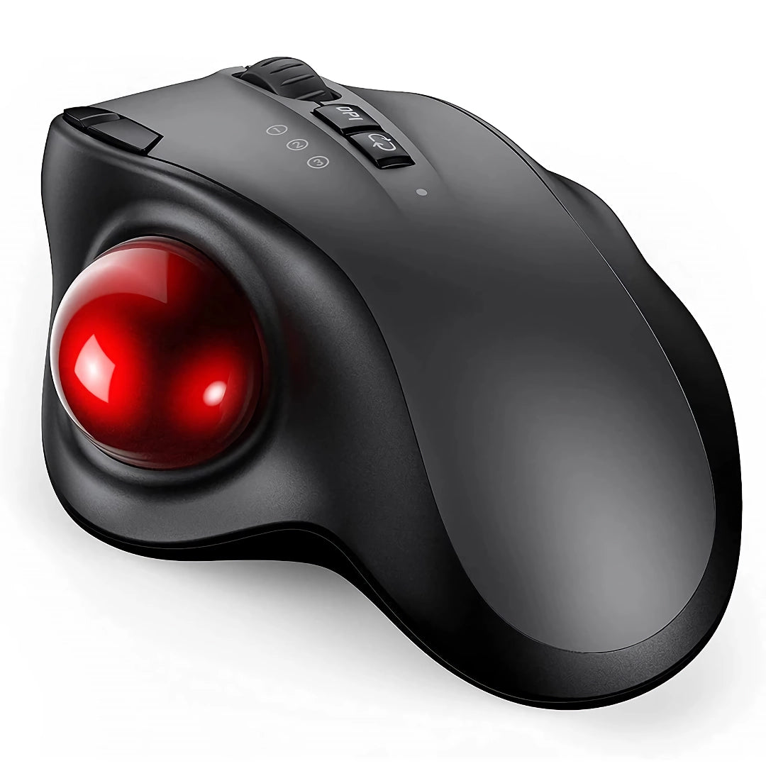 Ergonomic Wireless Trackball Mouse - Rechargeable Bluetooth & 2.4G USB
