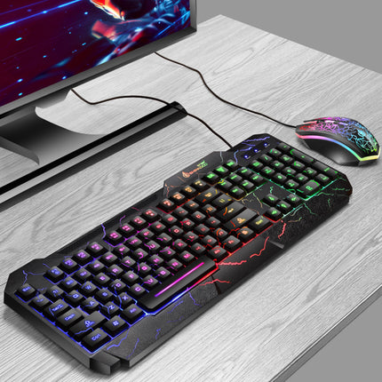 Burst Office Gaming Keyboard & Mouse Set - Mechanical Feel, Luminous Multicolor Backlit