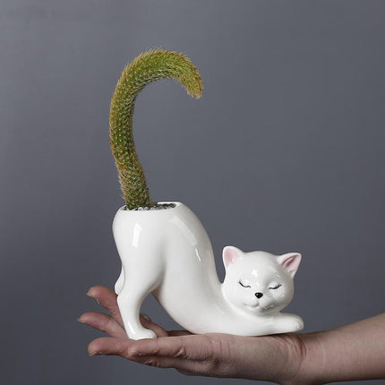 Vase en porcelaine avec queue de chat de dessin animé mignon