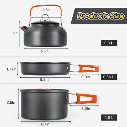 Lightweight Aluminum Camping Cooking Set for Hiking, Trekking & Outdoor Adventures - Wnkrs