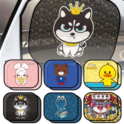 Adorable Animal Cartoon Car Window Sunshades - 2PCS, Universal Fit, Anti-UV, Privacy Protection - Wnkrs