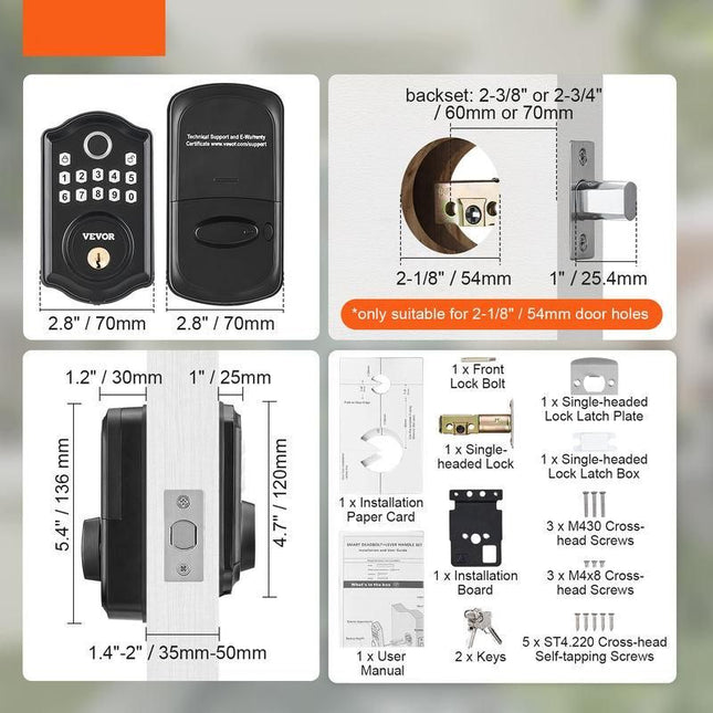 Keyless Entry Fingerprint Smart Door Lock with Keypad and Keys - Wnkrs