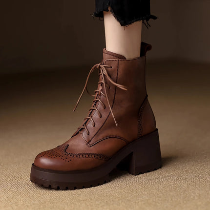 Botas de caballero de moda para mujer de otoño e invierno con cremallera lateral y tacón grueso