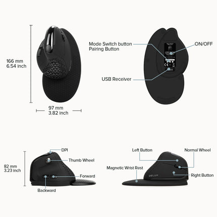 Ergonomic Vertical Mouse with OLED Display