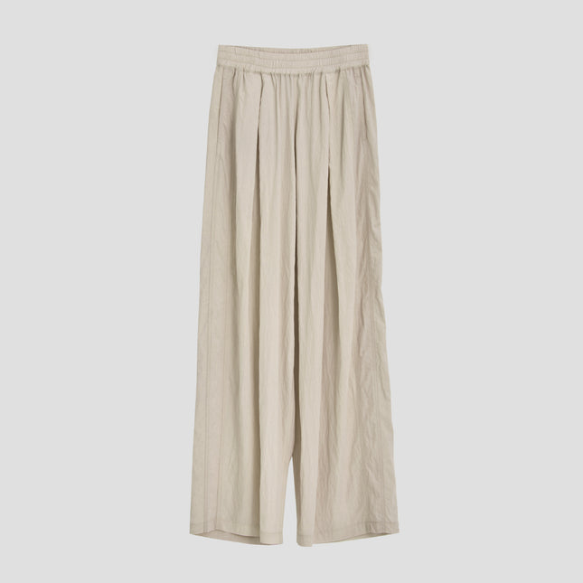 Pantalon large plissé taille haute pour femme
