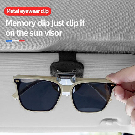 Universal Leather Alloy Car Visor Clip for Sunglasses - Wnkrs