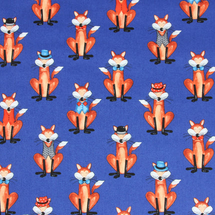 Plain Cotton Fabric Nordic Style Animal Fox Print Handmade DIY - Wnkrs