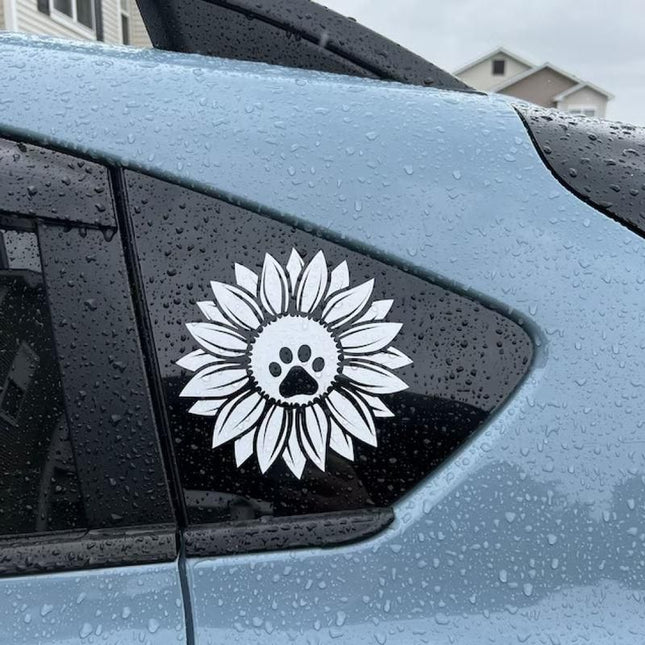 Sunflower & Dog Paw Vinyl Decal - Wnkrs