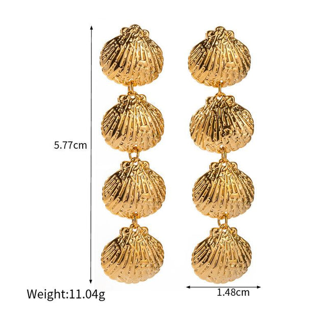 Gold Plated Stainless Steel Geometric Shell Earrings