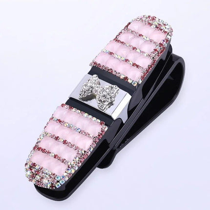 Luxurious Rhinestone Flower Car Sunglass and Accessory Holder - Wnkrs