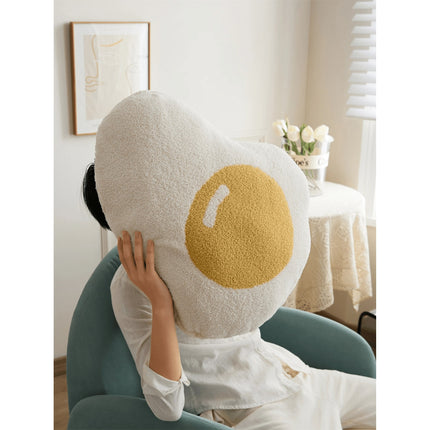 Kawaii Fried Egg Throw Pillow – Super Soft Cozy Cushion for Home Decor