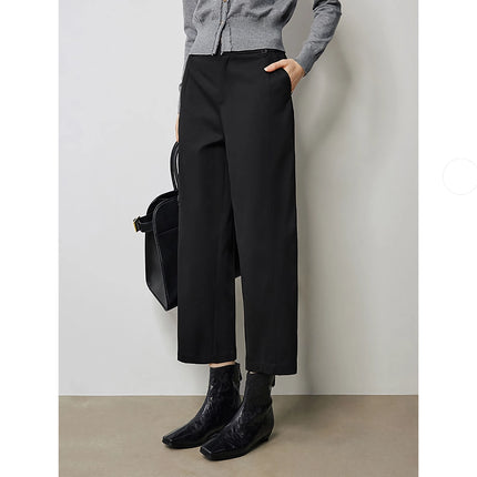 Pantalon noir décontracté chic d'automne à la cheville pour femme