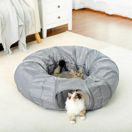 Túnel de juguete plegable para gatos con tapete: tubo de juego interactivo para gatos y perros