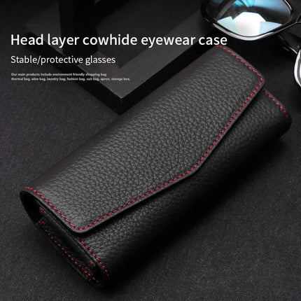 Luxury Cowhide Leather Sunglasses Case for Car Visor - Wnkrs