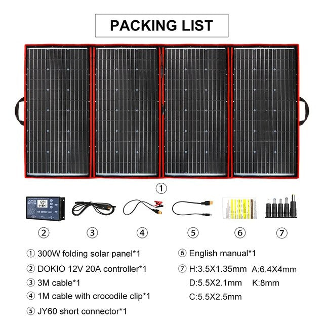 Kit de panel solar portátil plegable de 80 W a 300 W con controlador