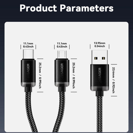 Câble de charge rapide 2 en 1 micro USB et type C Essager