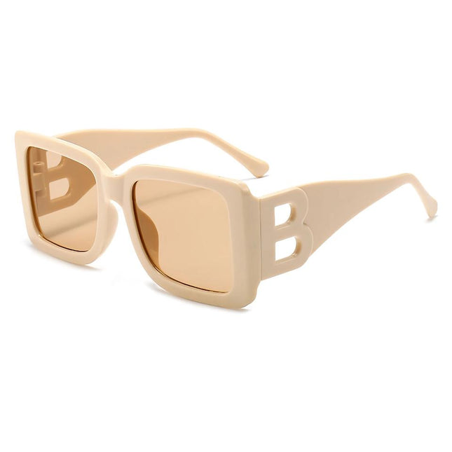 Lunettes de soleil surdimensionnées à monture rectangulaire élégante UV400