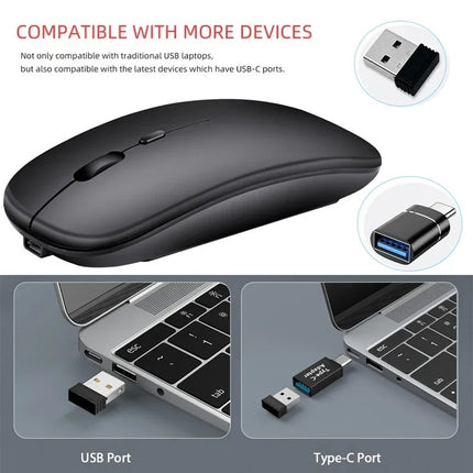 Rechargeable Wireless Mouse with Bluetooth and 2.4GHz Dual Modes