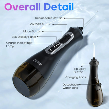 Hydropulseur portable — rechargeable par USB avec 3 modes