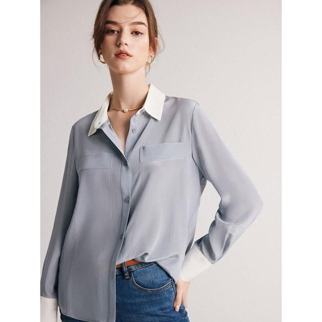 Chemise chic en crêpe de Chine de soie pour femme