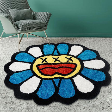 Tapis touffeté coloré à visage souriant