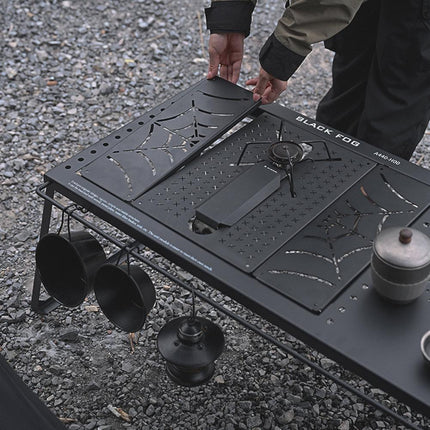 Mesa de camping plegable de acero al carbono: mesa portátil para barbacoa y picnic