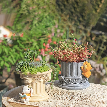 Roman Pillar Cartoon Animal Planters for Succulents