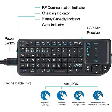 Mini clavier sans fil 2,4 GHz avec pavé tactile