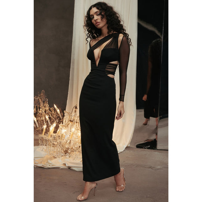 Elegant Hollow Out Bodycon Maxi Dress